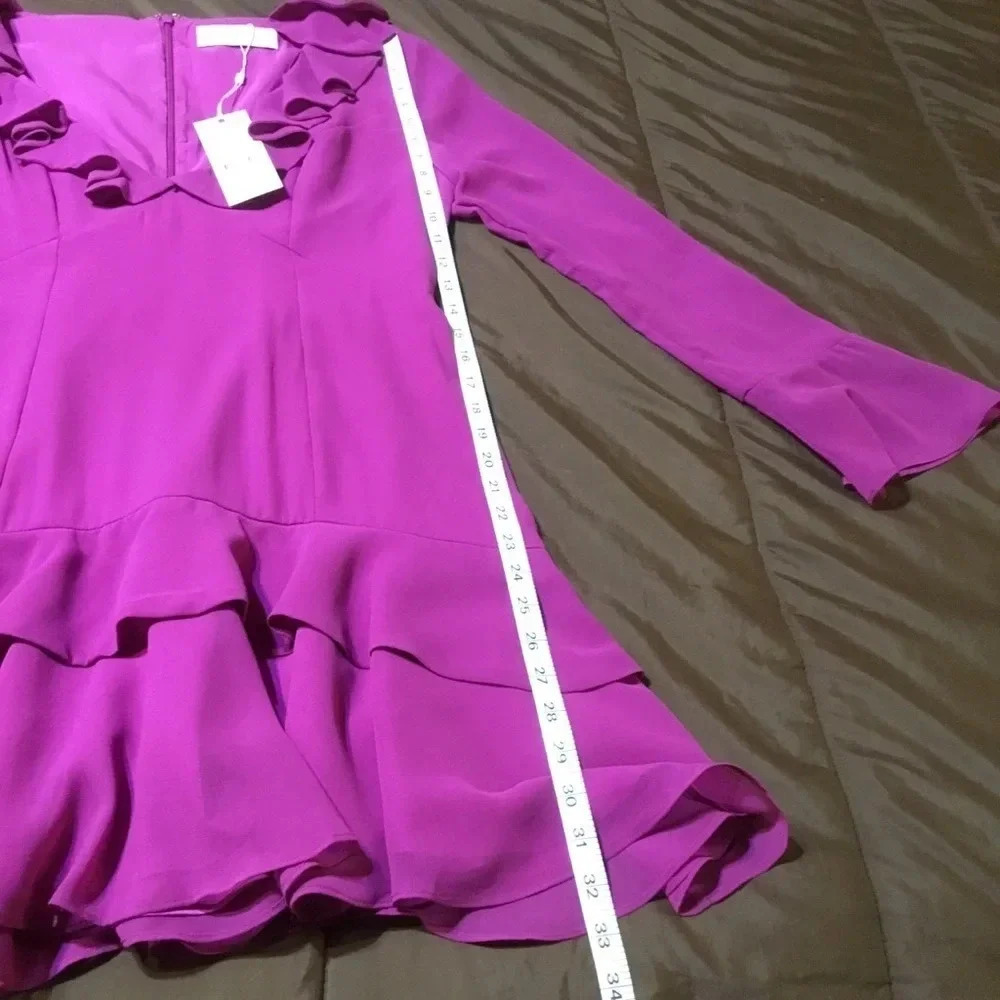 KEEPSAKE magenta long sleeve ruffled dress - Picture 5 of 8
